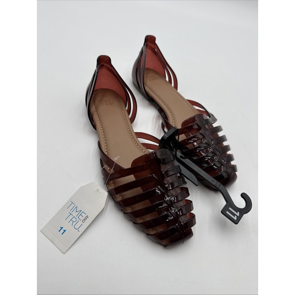 Tik Tok Famous Women's Jelly Burgundy Fisherman Sandals Flat Shoes Size 11 NEW